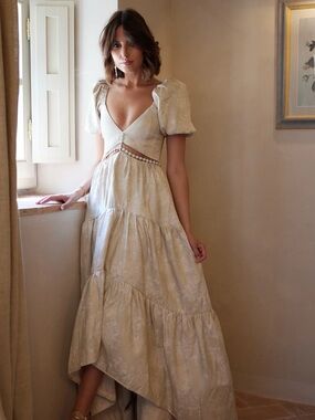 white christmas dresses The Lucetta Dress in Cocoa Baroque Floral 00 / Cocoa Baroque Floral